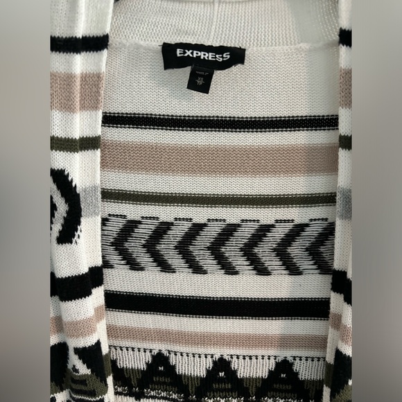 Express Aztec Boyfriend Fit Open Cardigan Sweater - Picture 3 of 4